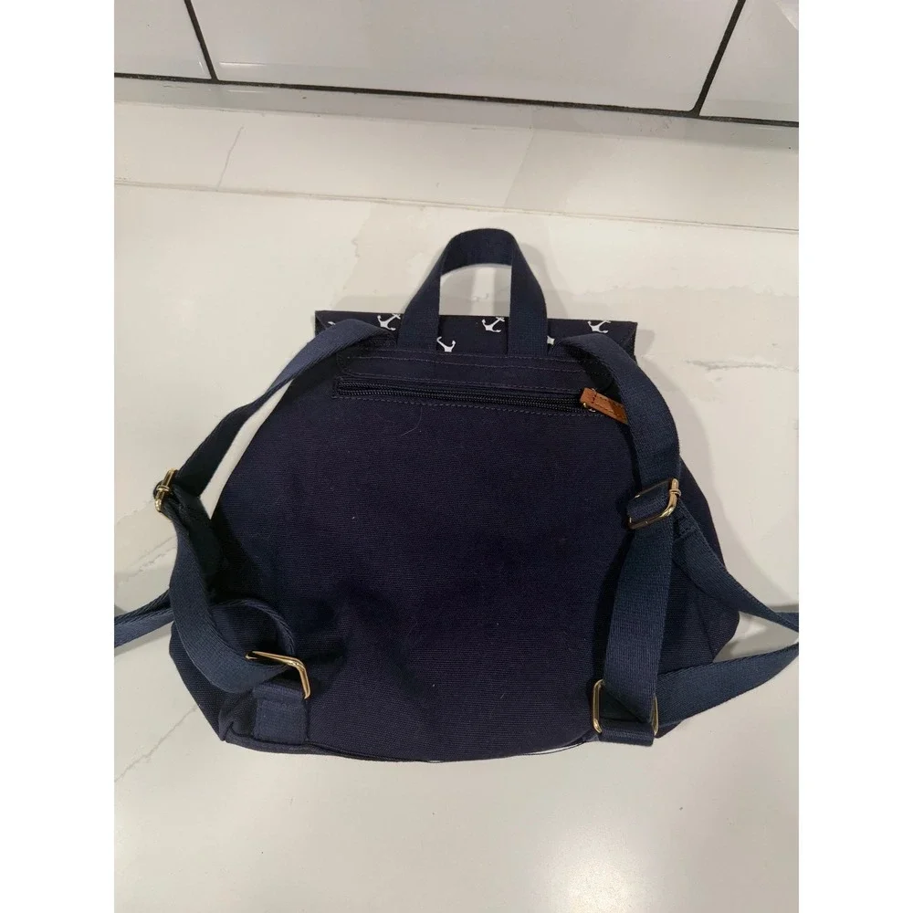Tommy Hilfiger Mini Backpack Navy Blue Canvas Nautical Anchor Sailboat Print